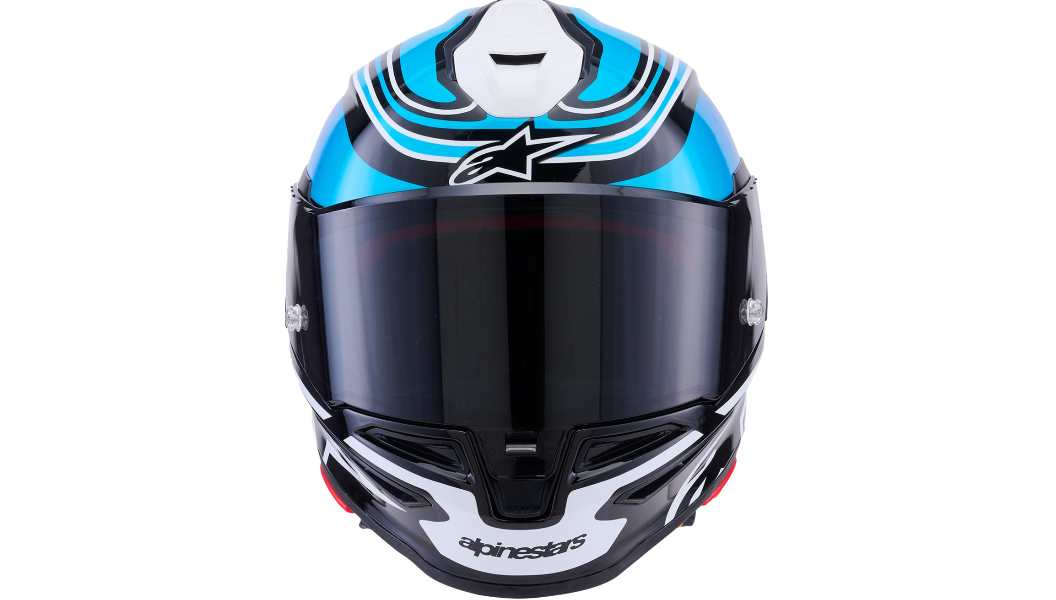 ALPINESTARS Supertech R7 Helmet - 22.06 - Zeal - Gloss Black/Blue/Pink Fluo/White