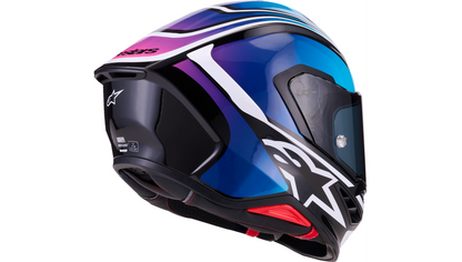 ALPINESTARS Supertech R7 Helmet - 22.06 - Zeal - Gloss Black/Blue/Pink Fluo/White