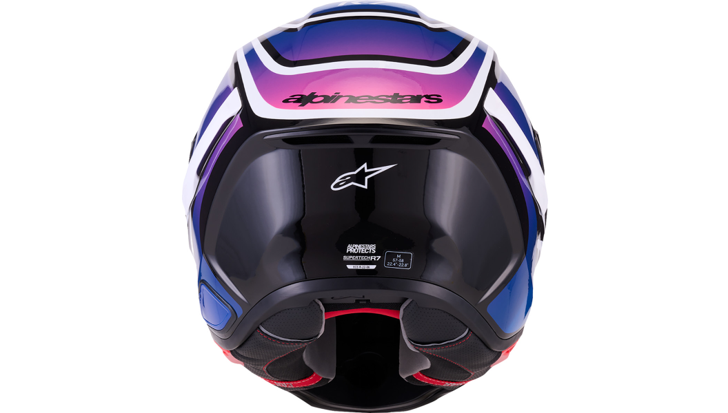 ALPINESTARS Supertech R7 Helmet - 22.06 - Zeal - Gloss Black/Blue/Pink Fluo/White
