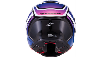 ALPINESTARS Supertech R7 Helmet - 22.06 - Zeal - Gloss Black/Blue/Pink Fluo/White