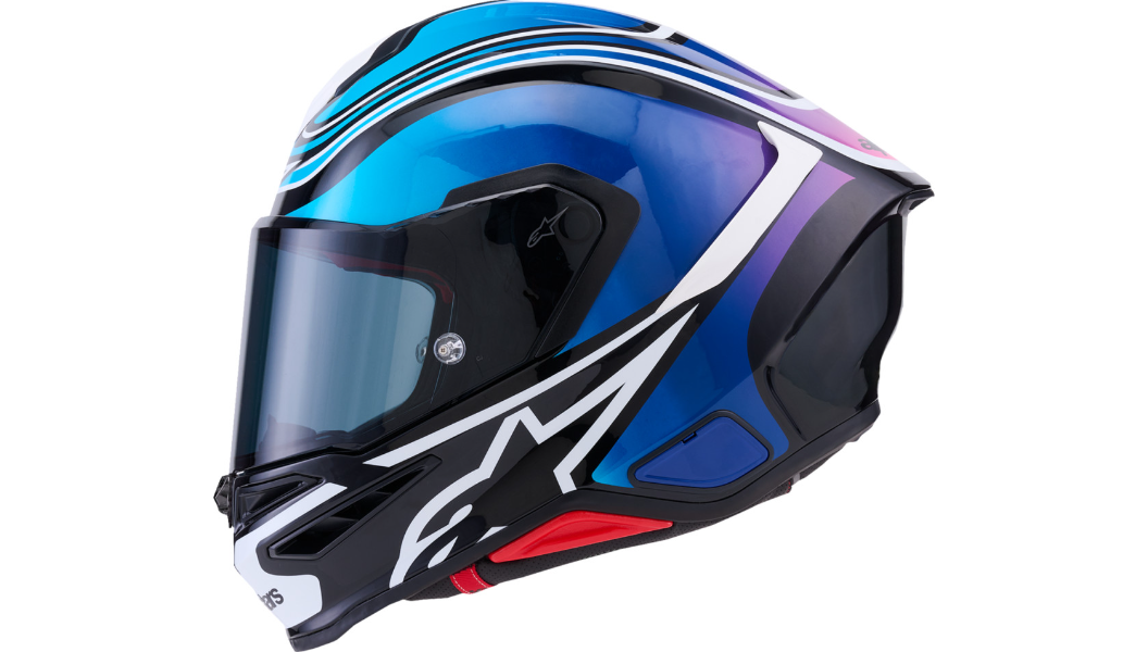 ALPINESTARS Supertech R7 Helmet - 22.06 - Zeal - Gloss Black/Blue/Pink Fluo/White