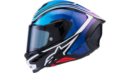ALPINESTARS Supertech R7 Helmet - 22.06 - Zeal - Gloss Black/Blue/Pink Fluo/White