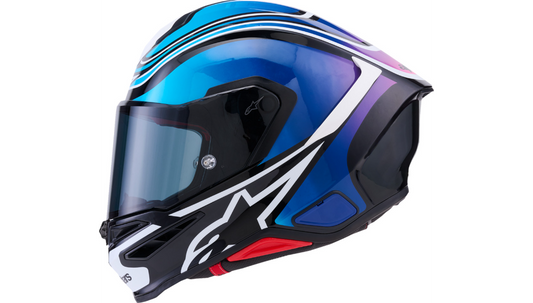 ALPINESTARS Supertech R7 Helmet - 22.06 - Zeal - Gloss Black/Blue/Pink Fluo/White