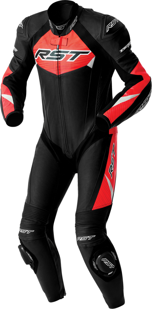 RST TRACTECH EVO D3O SUIT BLK/FLO RED LEATHER
