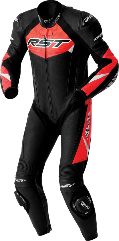 RST TRACTECH EVO D3O SUIT BLK/FLO RED LEATHER